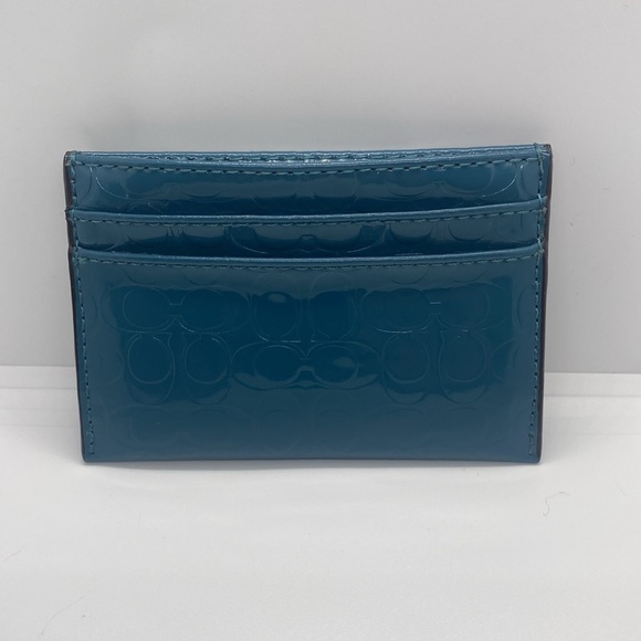 ⭐️COACH⭐️Embossed Liquid Gloss Card Case in Teal/Like New - Picture 4 of 4
